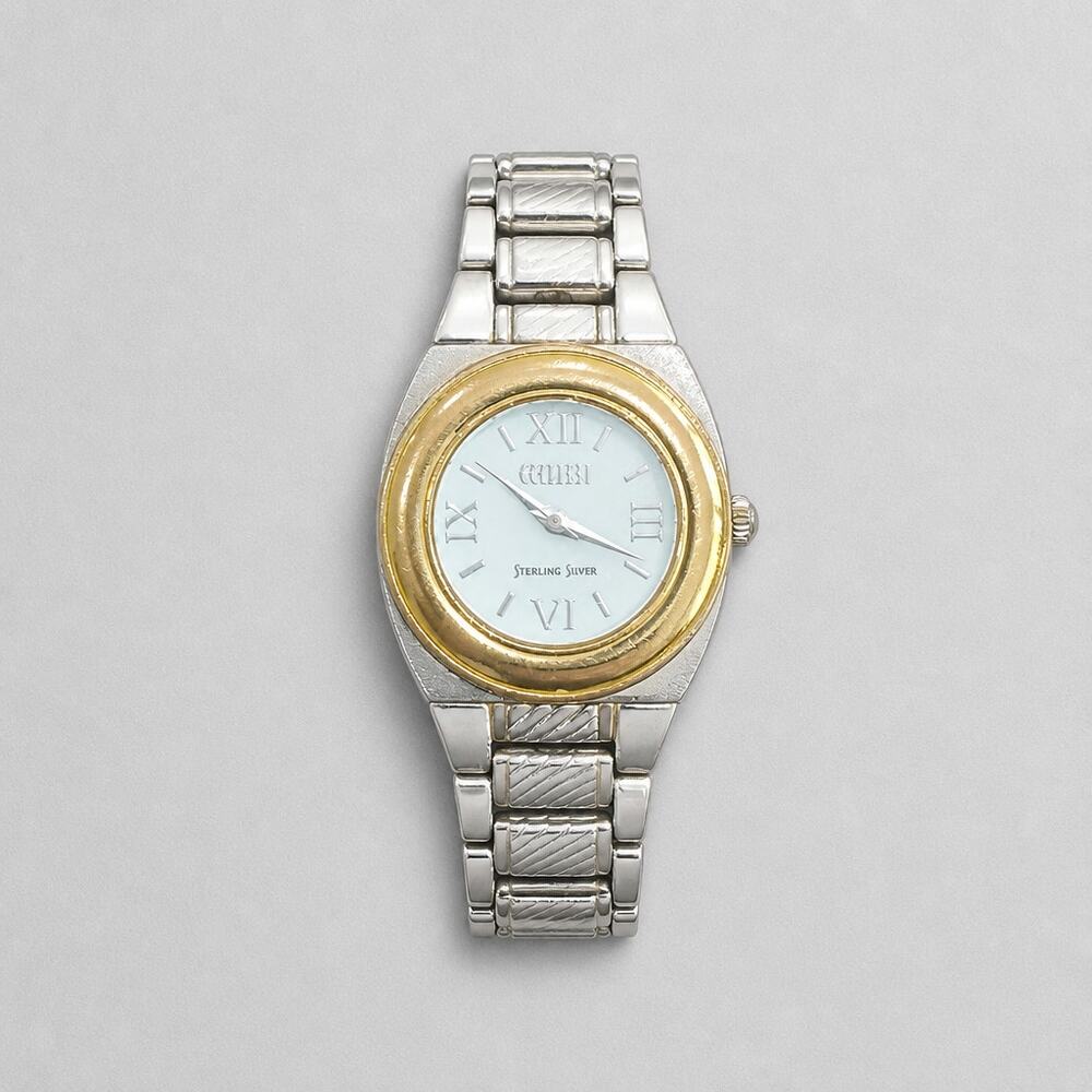 Ecclissi 33035 Sterling Silver 925 Two Tone Reversible Link Swivel Watch